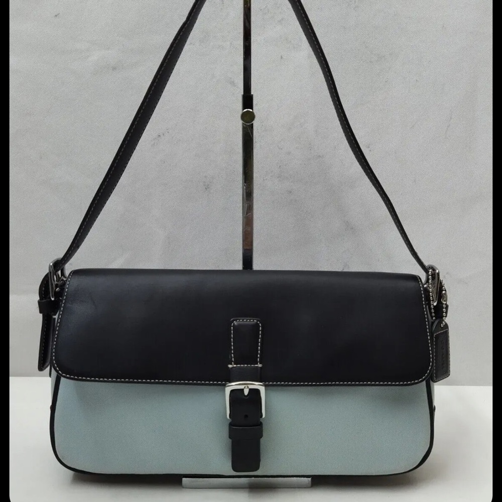 Coach Light Blue and Black Hampton Shoulder Bag